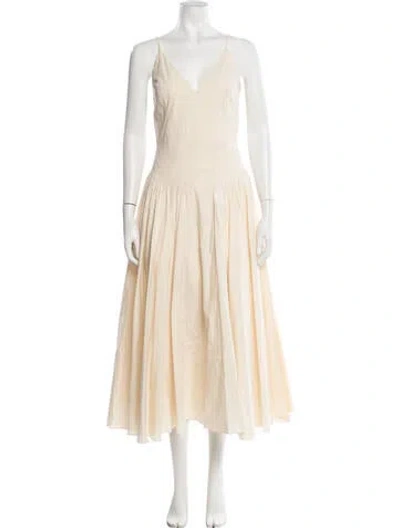Pre-owned Tove V-neck Midi Length Dress In Neutrals