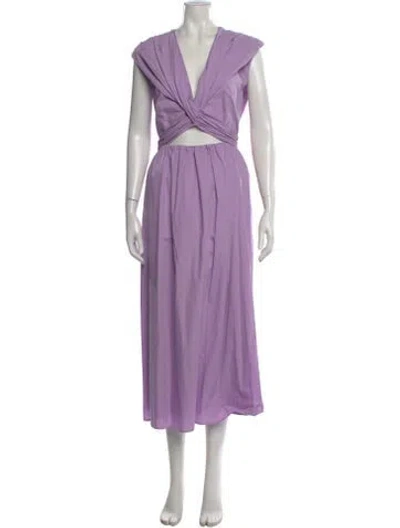Pre-owned Tove V-neck Midi Length Dress In Purple