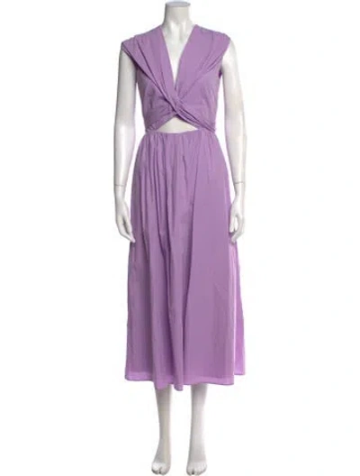 Pre-owned Tove V-neck Midi Length Dress In Purple