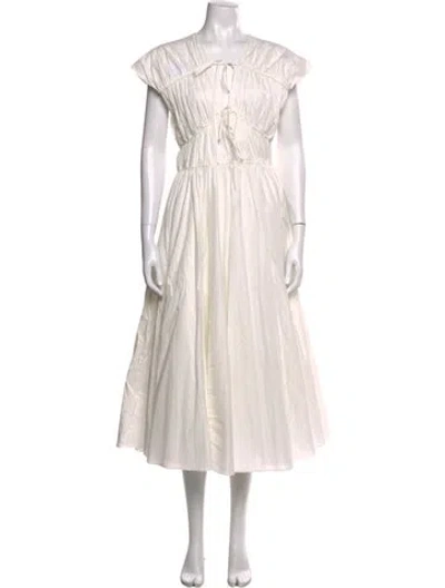 Pre-owned Tove V-neck Midi Length Dress In White