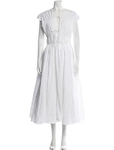 Pre-owned Tove V-neck Midi Length Dress In White