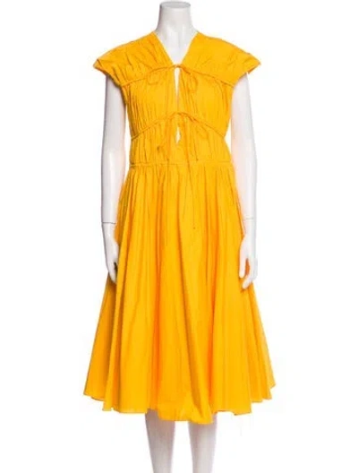 Pre-owned Tove V-neck Midi Length Dress In Yellow