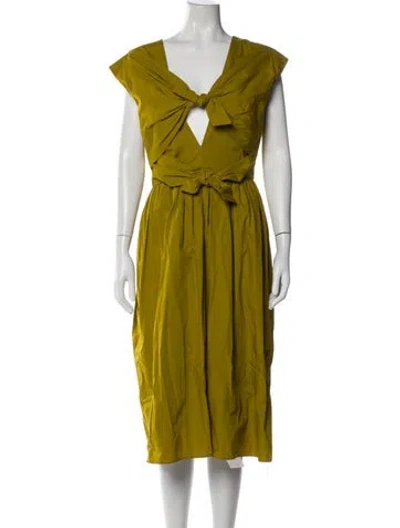 Pre-owned Tove V-neck Midi Length Dress In Yellow
