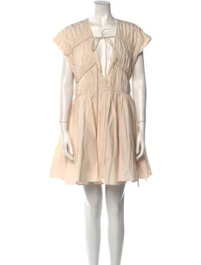Pre-owned Tove V-neck Mini Dress In Neutral