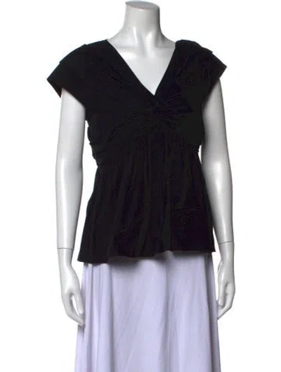 Pre-owned Tove V-neck Short Sleeve Blouse In Black