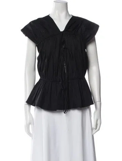 Pre-owned Tove V-neck Short Sleeve Top In Black
