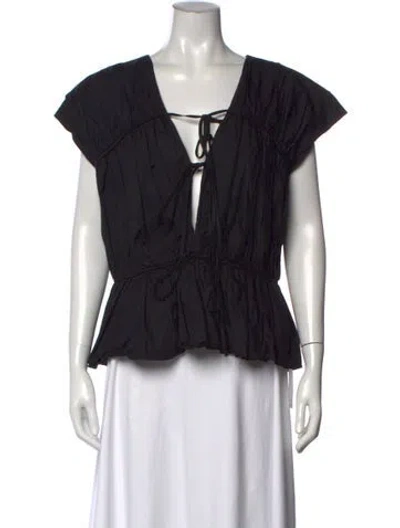 Pre-owned Tove V-neck Short Sleeve Top In Black