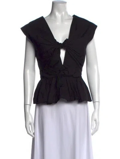 Pre-owned Tove V-neck Short Sleeve Top In Black