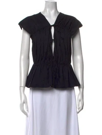 Pre-owned Tove V-neck Short Sleeve Top In Black