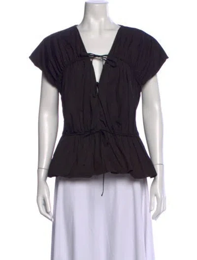 Pre-owned Tove V-neck Short Sleeve Top In Black