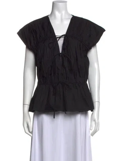 Pre-owned Tove V-neck Short Sleeve Top In Black
