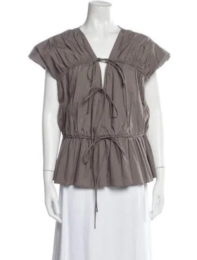 Pre-owned Tove V-neck Short Sleeve Top In Gray
