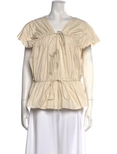 Pre-owned Tove V-neck Short Sleeve Top In Neutral