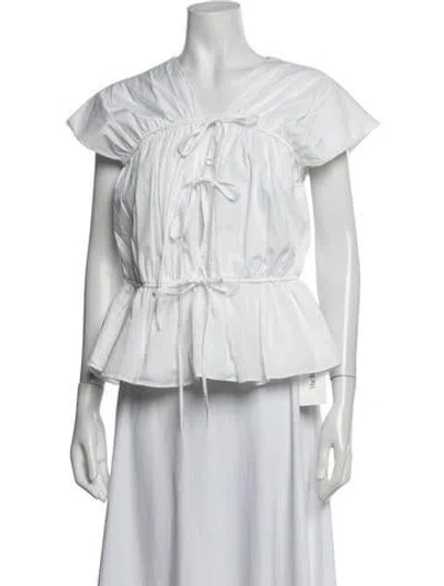 Pre-owned Tove V-neck Short Sleeve Top In Neutrals/white