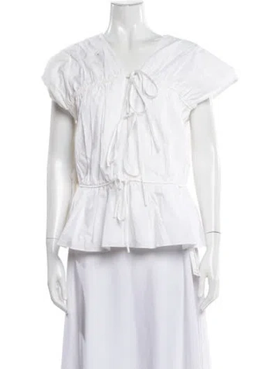 Pre-owned Tove V-neck Short Sleeve Top In White