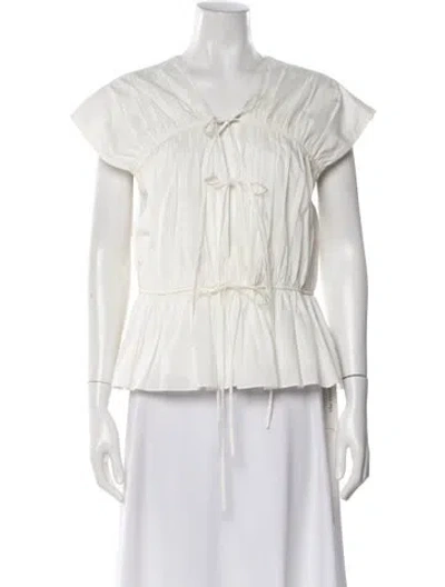 Pre-owned Tove V-neck Short Sleeve Top In White