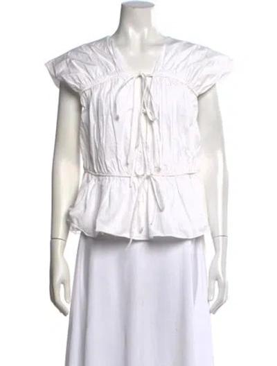 Pre-owned Tove V-neck Short Sleeve Top In White