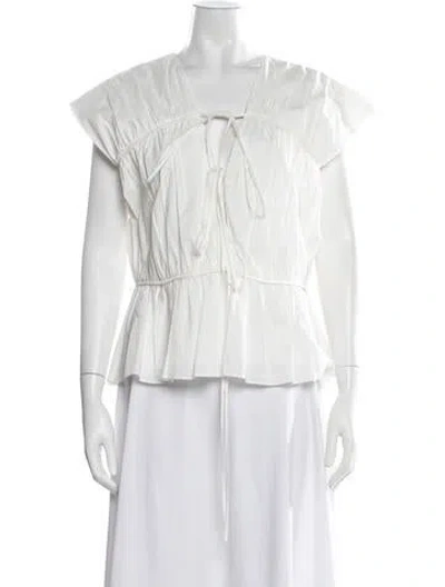 Pre-owned Tove V-neck Short Sleeve Top In White
