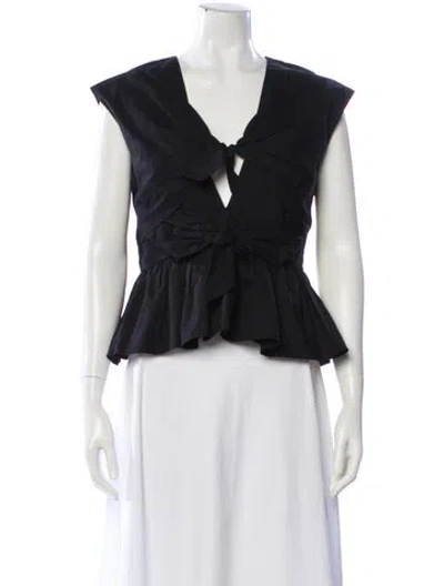 Pre-owned Tove V-neck Sleeveless Blouse In Black