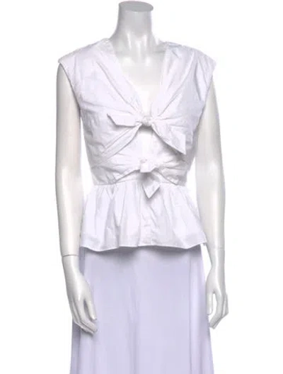 Pre-owned Tove V-neck Sleeveless Crop Top In White