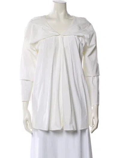 Pre-owned Tove V-neck Three-quarter Sleeve Blouse In Blue