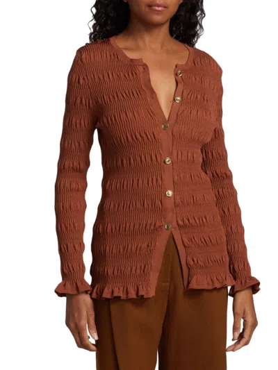 Tove Women's Evanne Gathered Formfitting Cardigan In Brown