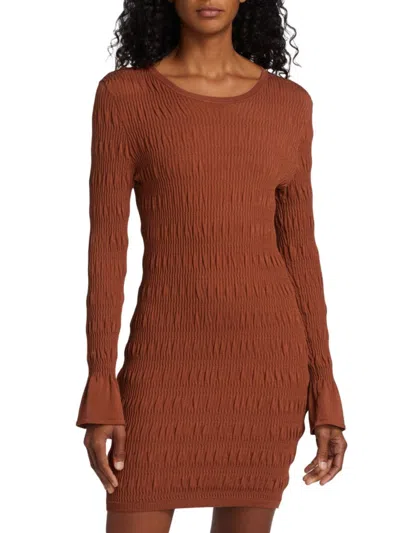 Tove Women's Juno Ribbed & Ruched Minidress In Rust