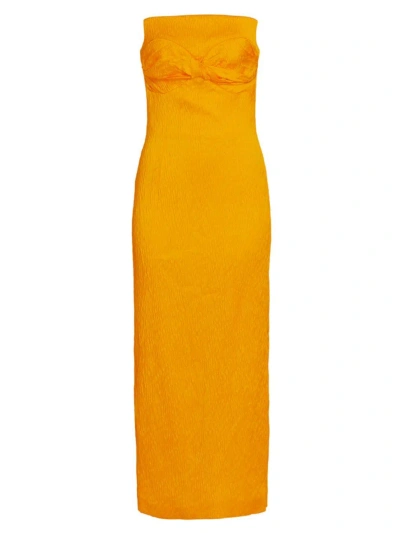 Tove Women's Lara Strapless Pebbled Midi-dress In Golden Yellow