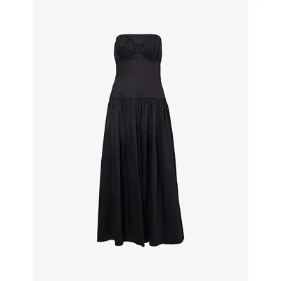 Tove Womens Black Lauryn Strapless Cotton-poplin Midi Dress