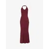 Tove Red Eleanor Halterneck Midi Dress In Burgundy