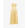 Tove Womens Buttermilk Lauryn Strapless Stretch-cotton Midi Dress In Buttermilk