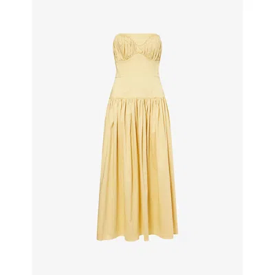 Tove Womens Buttermilk Lauryn Strapless Stretch-cotton Midi Dress