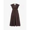 Tove Womens Chocolate Ceres Short-sleeve Cotton-poplin Maxi Dress In Chocolate