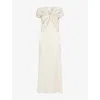 Tove Womens  Tova Draped-front Cap-sleeve Woven Maxi Dress In Cream