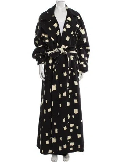 Pre-owned Tove Wool Printed Trench Coat In Black
