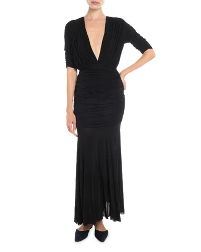 Tove V-neck Ruched Dress In Black