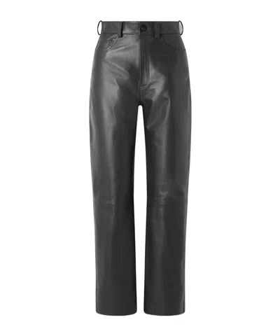 Tove Yeal Patchwork Leather Straight Leg Pants In Black