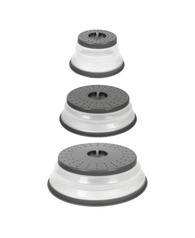 Tovolo Collapsible Microwave Cover 3-pc. Set In Charcoal