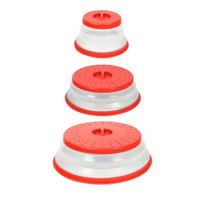 Tovolo Collapsible Microwave Food Cover, Set Of 3 In Candy Apple
