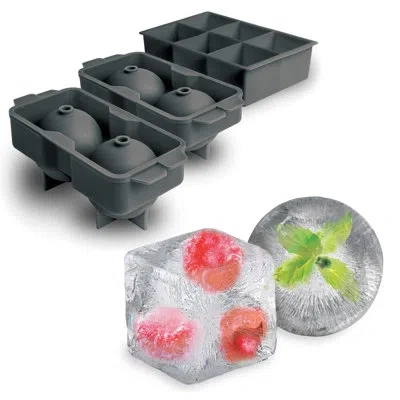 Tovolo Elements 3 Piece Silicone Ice Cube Tray In Black