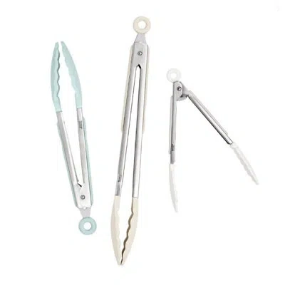 Tovolo Elements Tongs S/3 9" 9" 12" Silicone In Cotton,blue Haze,oatmeal