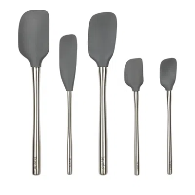 Tovolo Flex-core Silicone And Stainless Steel 5-piece Spatula Set In Charcoal