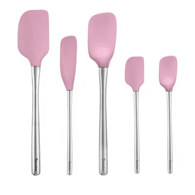 Tovolo Flex-core Silicone And Stainless Steel 5-piece Spatula Set In Pink