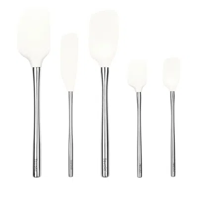 Tovolo Flex-core Silicone And Stainless Steel 5-piece Spatula Set In White