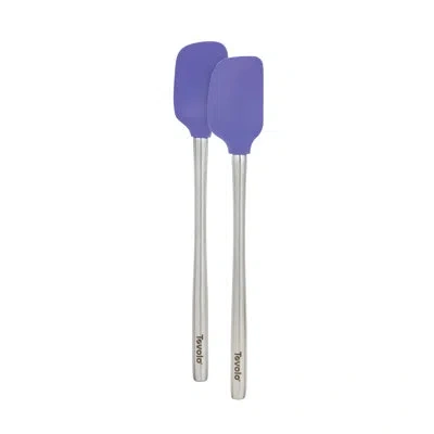Tovolo Flex-core® 2 Piece Stainless Steel Handled Mini Spatula & Spoonula Set In Silver;purple