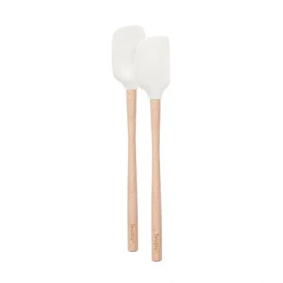 Tovolo Flex-core® Mini Spatula & Spoonula Wood Handle In White;natural