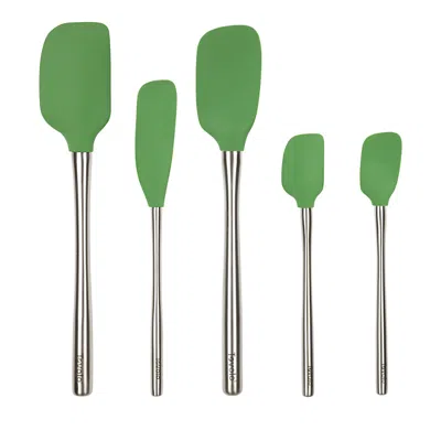 Tovolo Flex-core Silicone And Stainless Steel 5-piece Spatula Set In Green
