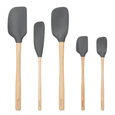 Tovolo Flex-core Wood Handled Spatula 5 Piece Set For Meal In Charcoal