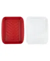 Tovolo Prep Serve Medium Marinade Tray Set In White Tray With Chili Pepper Base