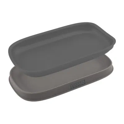 Tovolo Stainless Double Spoon Rest, Heat-resistant Double Utensil Holder, 2-piece Magnetic Spoon Holder For In Gray